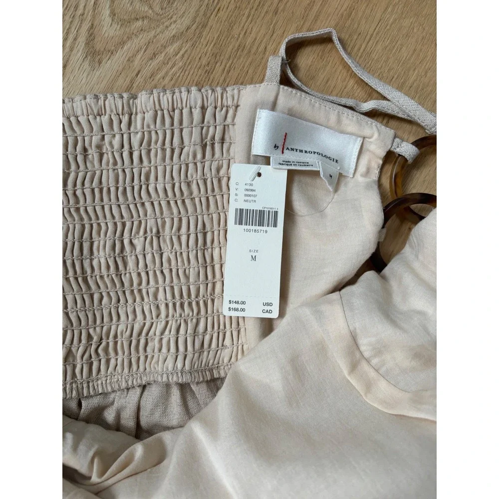 Anthropologie side cut out Cream Mini Dress with Spaghetti Straps